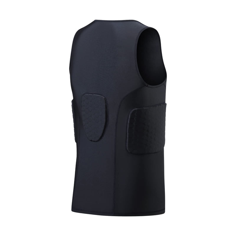 Mens Padded Football Shirt Rib Protectors Compression Shirts with Pads Basketball Protective Gear Rugby Tank Top Medium - BeesActive Australia