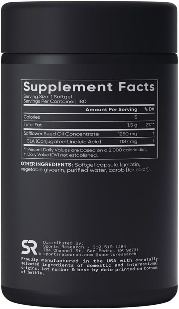 Sports Research, CLA 1250 High Support, 1,250 mg, 180 soft gel - BeesActive Australia