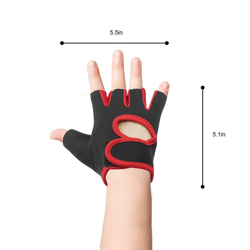 Luwint Kids Fingerless Workout Gloves - Anti-Slip Fitness Mitten for Children Cycling Yoga Weightlifting, 1 Pair Red Small - BeesActive Australia