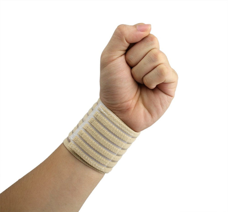 ObboMed MB-1100N Elastic Wrist Support Wrap with Hook and Loop Fastener for Size Adjustment, Wrist Pain, Sports Band Brace Protector – One Size Fits All- Beige - BeesActive Australia