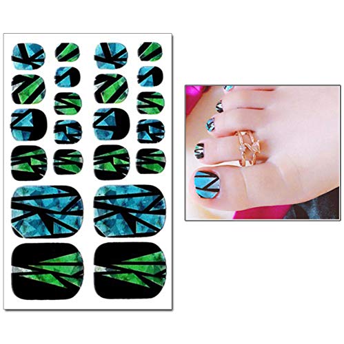 WOKOTO 6 Sheets Laser Full Nail Toenail Art Self-Adhesive Stickers With 1Pcs Nail File Nail Wraps Decals Mermaid Geometric Splicing Classic Pattern Holographic Manicure Sticker Kit - BeesActive Australia