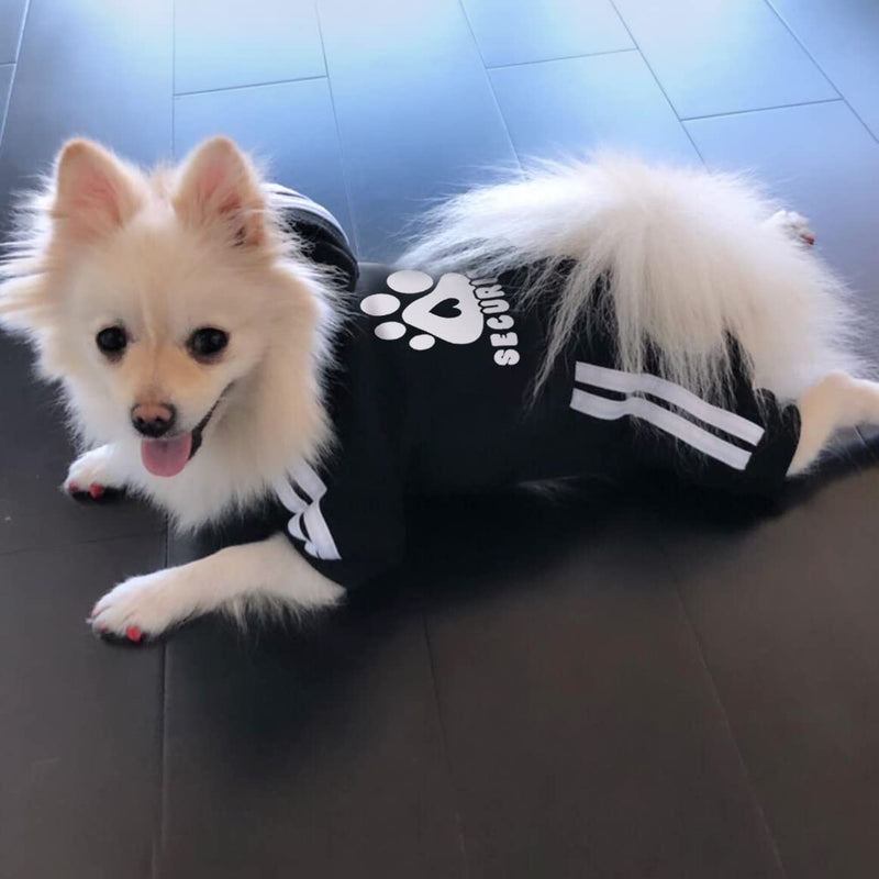 Otunrues Dog Hoodie, Dog Clothes Sweater 4 Legs Dog Jumpsuit Fleece Sweatshirt Security Patterns Dog Outfit Dog Winter Clothes Cotton Puppy Hoodies for Small Medium Large Dogs Cats Apparel Black - BeesActive Australia