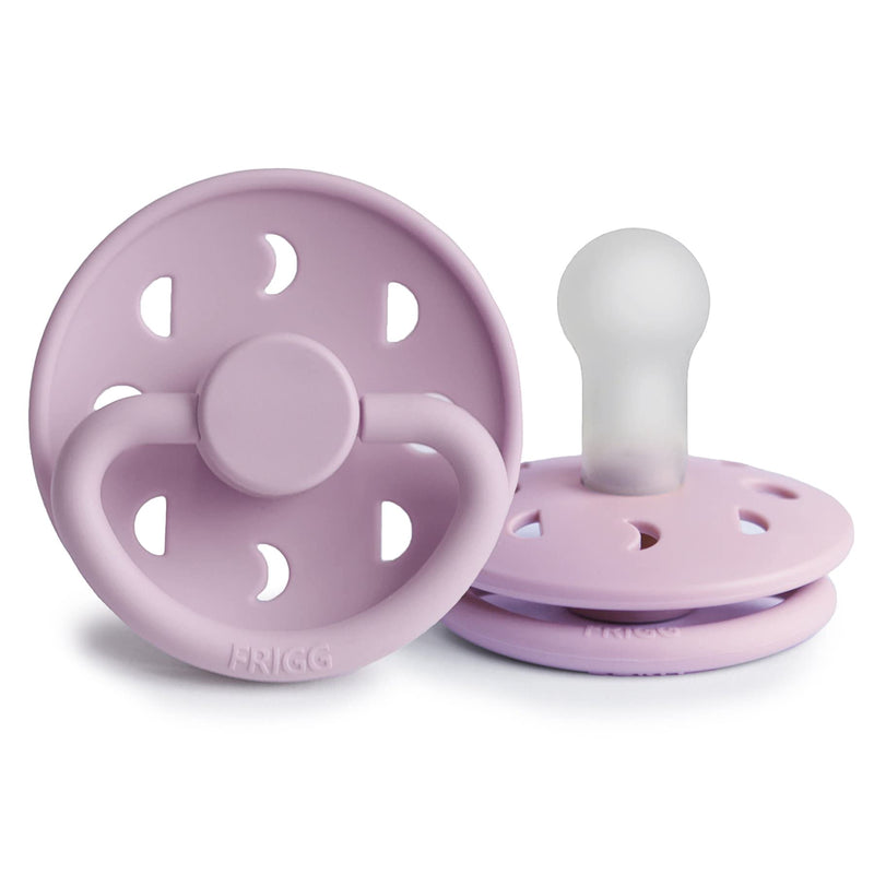 FRIGG Moon Natural Rubber Baby Pacifier | Made in Denmark | BPA-Free (Soft Lilac/Daffodil, 0-6 Months) 2-Pack 0-6 Month Soft Lilac/Daffodil - BeesActive Australia