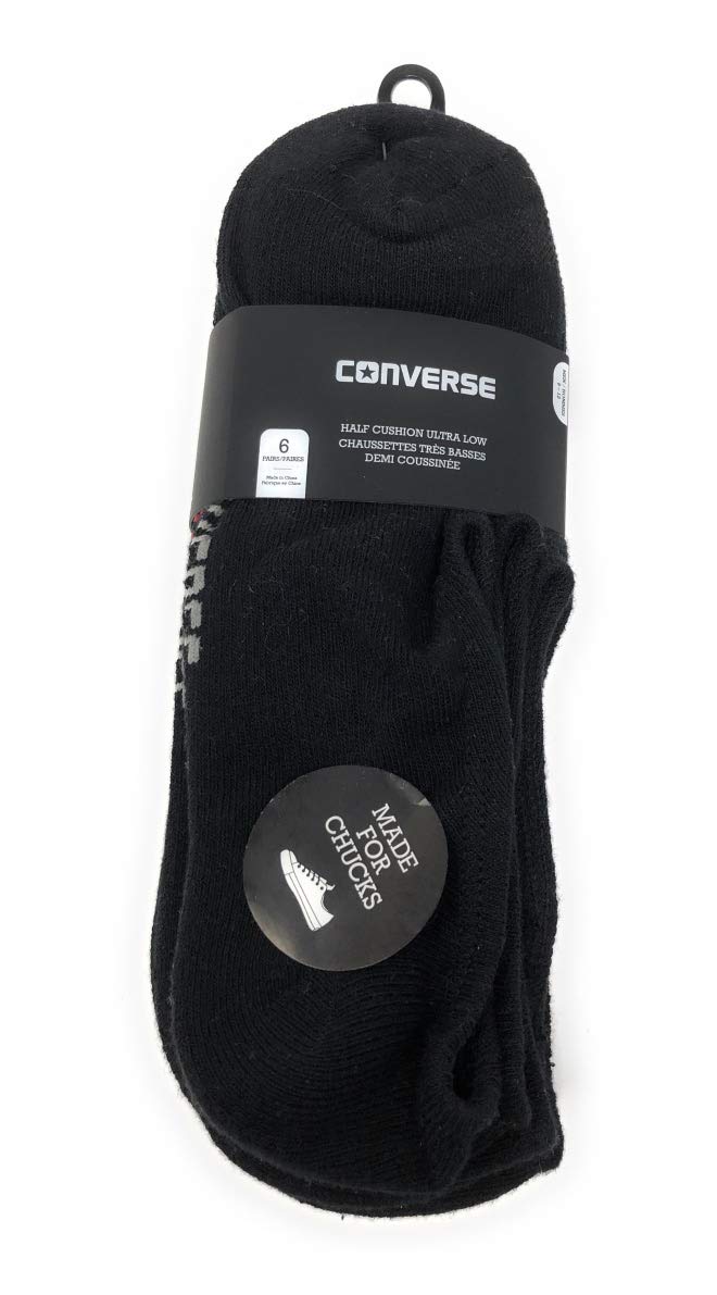 Converse Mens No Show Socks 6 Pack Half Cushion Ultra Low Made For Chucks Size 6-12 Black - BeesActive Australia