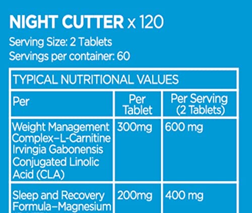 Night Cutter Fat Burner Tablets - Fast Weight Loss Tabs - Non-Stimulant - Lose Weight Management Quick Pills + Improve Tone for Men & Women UK Made - 2 Months Supply - Protein Core (120) - BeesActive Australia