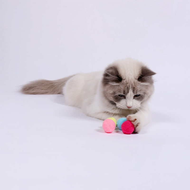 Update 2022 FUPUSUN 30pcs 1“/3cm Cat Toy Balls Soft Kitten Pom Pom Toys for Indoor Cats Interactive Playing Quiet Ball Cats Pom Pom Ball (3CM * 30) - BeesActive Australia