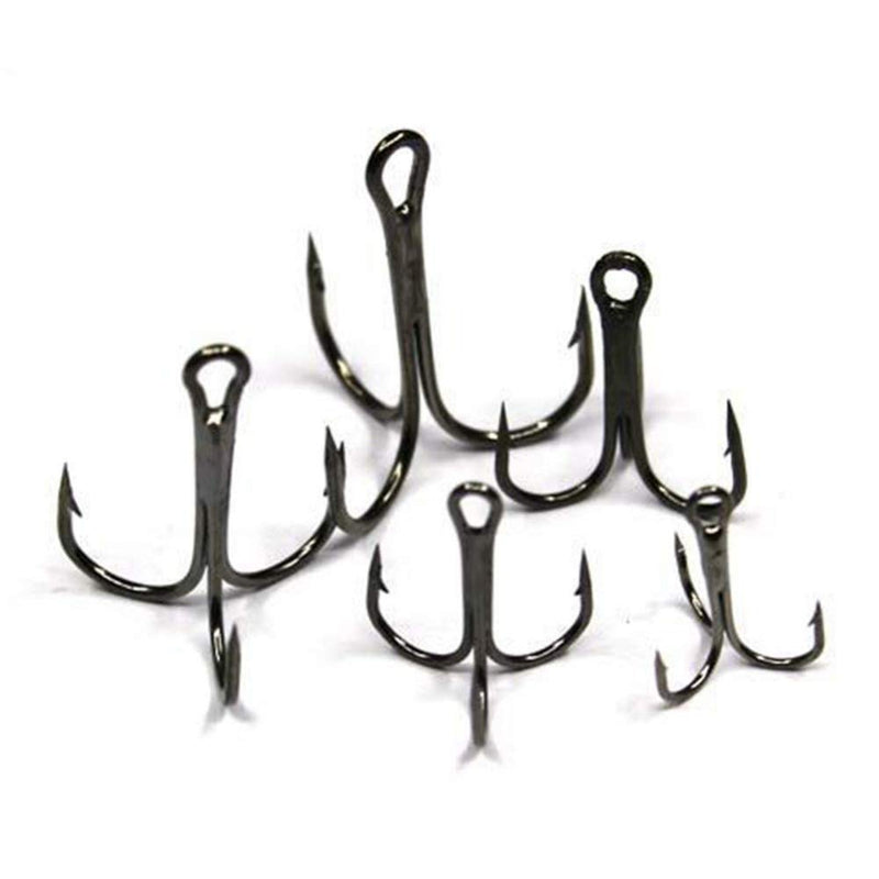 100pcs Fishing Treble Hooks High Carbon Steel Triple Barbed Fishing Hook for Freshwater and Saltwater (Black, 2#-100pcs) - BeesActive Australia