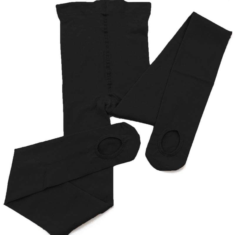 DANCEYOU Ballet Tights Full Footed/Convertible Soft Thick Dance Pantyhose for Toddler Girls Women Small 1 Pair: Black With Hole - BeesActive Australia