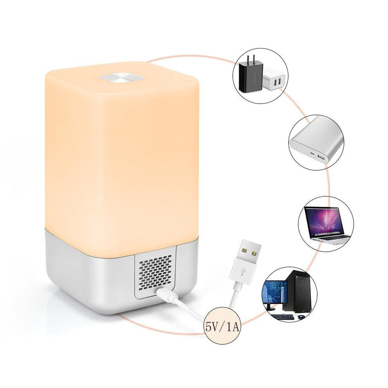 Fdit Wake-Up Light Alarm Clock Sunrise Simulation Bedside Lamp with 5 Natural Sounds Night Light White - BeesActive Australia