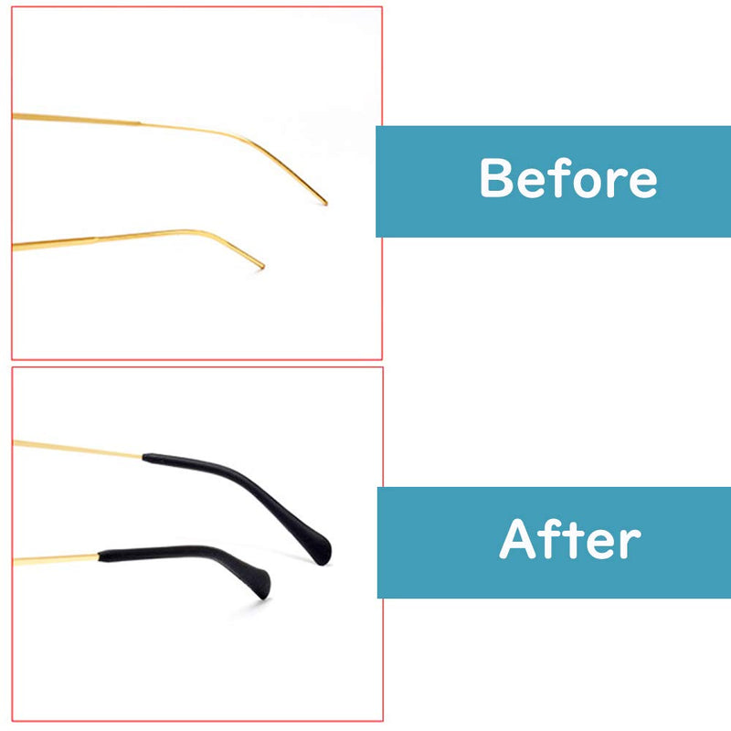 8 Pairs Eyeglass End Tips Ear Sock Pieces Anti-Slip Tube Replacement Tips Silicone for Thin Metal Eyeglass Legs, Black Black-black - BeesActive Australia