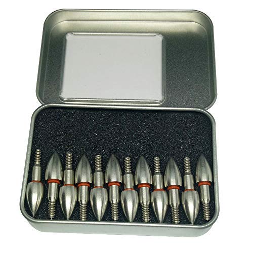 nobrand 12 Pieces of Stainless Steel Archery Range Point Archery Range Archery Field Point 100/125 Grain Size Torpedo Target Head (100, 5/16) - BeesActive Australia