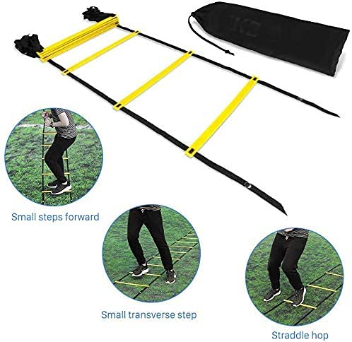 KIKILIVE Agility Ladder, Speed Agility Training Footwork Equipment 12 Rung with Carrying Bag for Sports Soccer, Football, Exercise Fitness yellow - BeesActive Australia