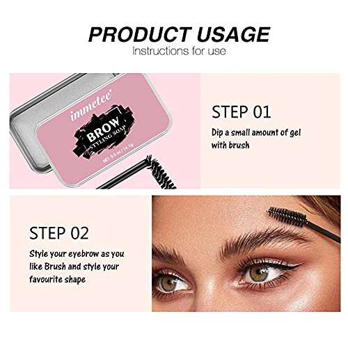 immetee 2 PCS Brows Soap Kit,Eyebrows Styling Wax,Brows Shaping Soap,Excellent Stereotypes,Long-lasting Eyebrow Enhancer Gel, 3D Feathery Brows Makeup Balm -10g/0.35oz (2 PCS) 2pcs - BeesActive Australia