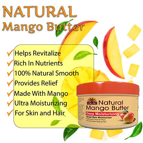 OKAY | 100% Natural Mango Butter | For All Hair Textures & Skin Types | Restores Elasticity & Replenishes Moisture | Deep Conditioning & Hydration | With Shea Butter | 7 Oz - BeesActive Australia