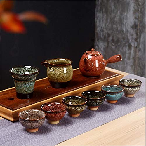 Puoyikt Chinese Ceramic Kung Fu Tea Set of 6, Japanese Tea Cup, Sake Cup, Ceramic Tea Cup, Ceramic Tea Set (6 colors) 6 colors - BeesActive Australia