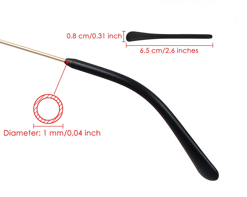 SCSpecial Eyeglass End Tips 6 Pairs Silicone Ear Sock Pieces Tubes Anti-Slip Replacement Glasses Ear Cushion for Thin Metal Eyeglass Legs - Black - BeesActive Australia