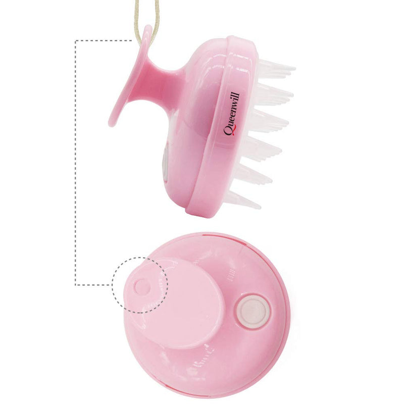 Electric Scalp Massager for Hair Growth, Queenwill Head Massager Shampoo Brush for Deep Hair Cleaning and Head Blood Circulation, Battery Powered & Waterproof - Pink, Gift for Your Family and Friend - BeesActive Australia