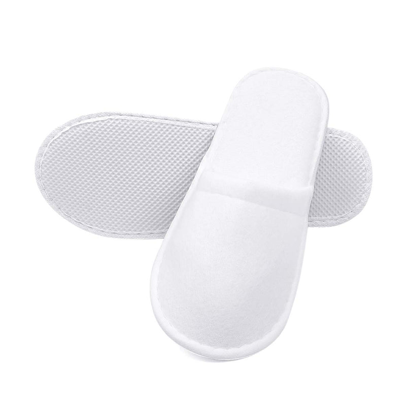 6 Pairs White Disposable Slippers, Cotton Closed Toe Spa Slippers for Women and Men, Breathable Non-Slip Slippers for Hotel, Guests, Travel - BeesActive Australia