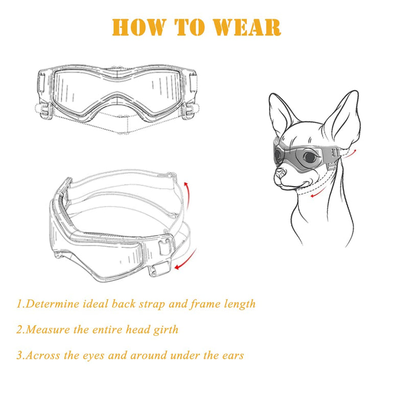 Dog Goggles Small or Medium Dog Sunglasses Anti-UV Waterproof Windproof Glasses Dog Eyewear for Small Medium Breed Black - BeesActive Australia