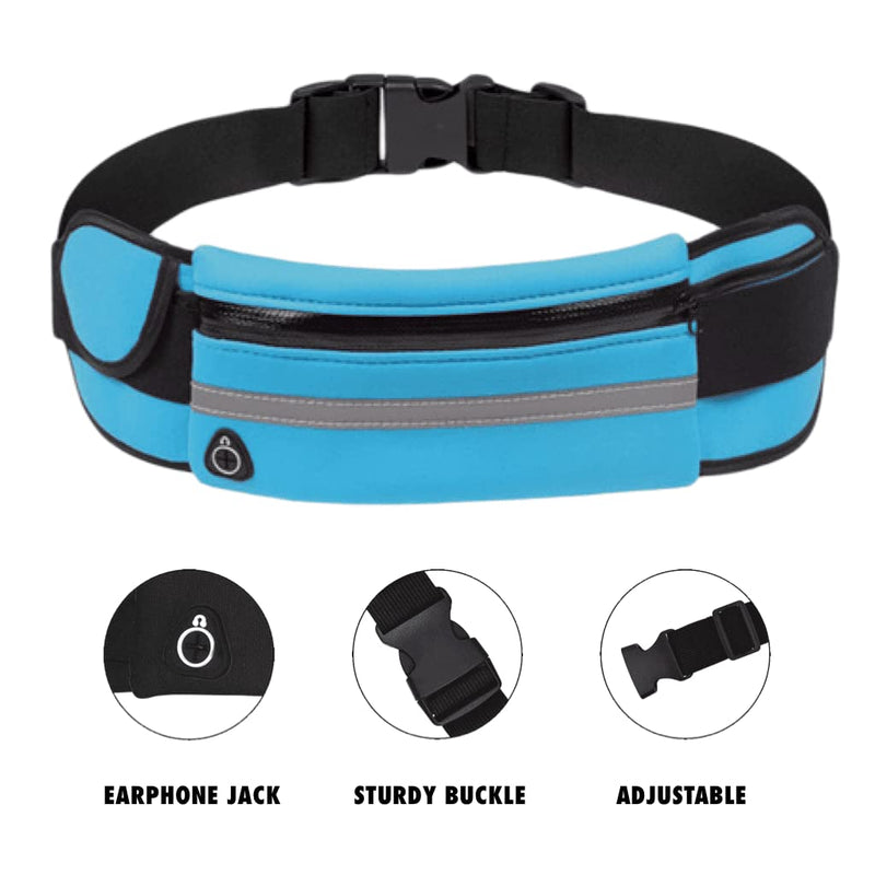 Running Belt for Women & Men, Water Resistant, Fanny Pack, Waist Pack for Running Gym Marathon Cycling, Adjustable Belt holder for cell Phone, Money, and Keys. (Blue) Blue - BeesActive Australia