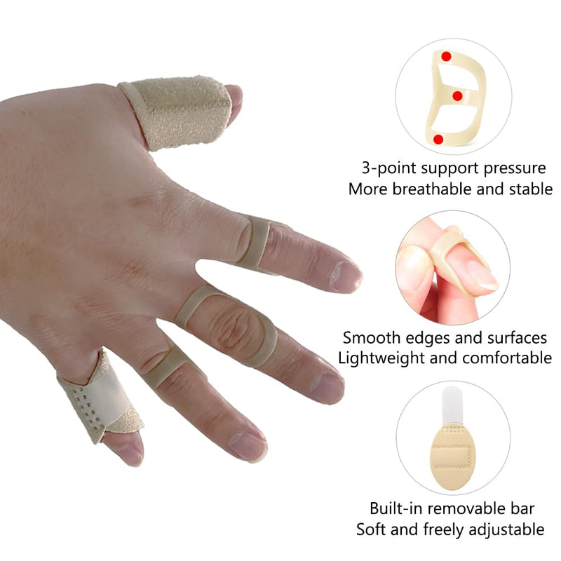 Oval Finger Splints & Trigger Finger Splints Kit (8Pcs), Finger Brace Support for Mallet Finger, Straightening, Arthritis, Finger Straightener for Thumb/Middle/Ring/Index/Pinky (Size 6,7,8,9,10,11) - BeesActive Australia