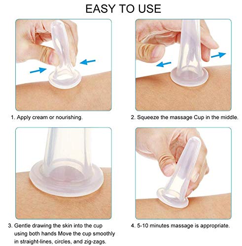 QUUPY Silicone Cupping Facial Set Eye and Face Vacuum Massage Cup Kit - 4 Cups(2Large+2Small) White - BeesActive Australia