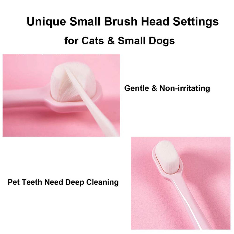 KnocKconK Cat Toothbrush with Mini Soft Head, Pet Teeth Deep Clean Dense Brush, Safe and Effective Oral Care, Small Dog Tooth Brush Away Bad Breath(Pink, Blue) Pink+blue+yellow - BeesActive Australia