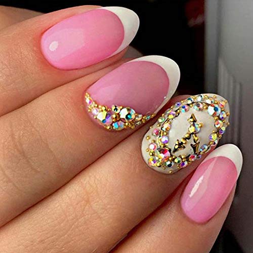 NCB 2160pcs Non Hotfix Flatback Crystals Rhinestones Round Glass Diamonds Charms Gems Stones Beads 3D for Nails Art Craft Jewels Accessories Phone Shoes Decorations (Crystal AB SS20 5.0mm 2160pcs) Crystal AB - BeesActive Australia
