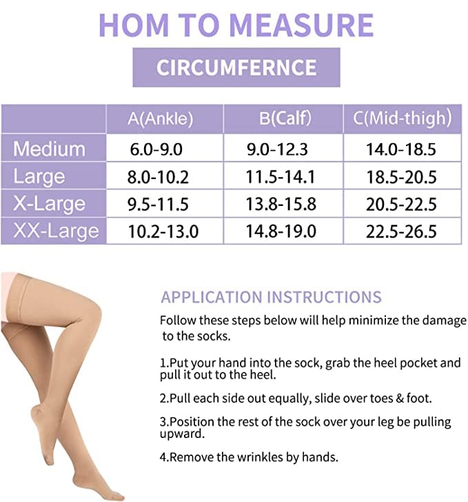 Evolyline Thigh High Compression Stockings for Women & Men 20-30 mmHg, Medical Closed Toe Firm Graduated Support Compression Socks for Varicose Veins, Edema, Flight Running Flying Pregnancy Travel Beige XL - BeesActive Australia