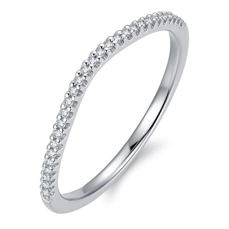 CGSRING 1.5mm Moissanite Wedding Bands for Women, Moissanite Rings for Women, V Shaped Wedding Band Silver 9.5 - BeesActive Australia