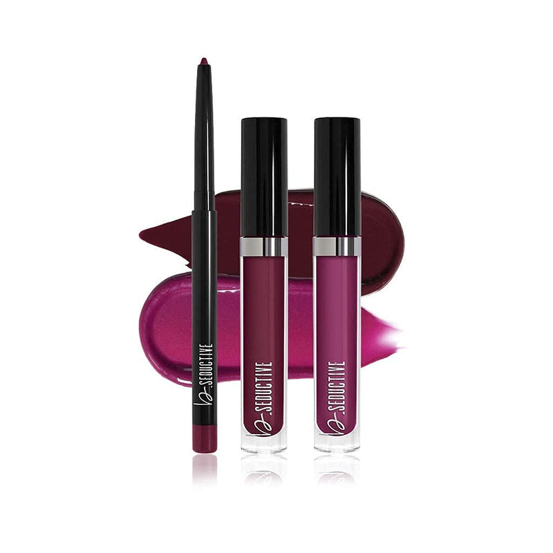 One Click Beauty b.SEDUCTIVE 3-Piece Lip Kit, Longwear Makeup, The Berries - BeesActive Australia