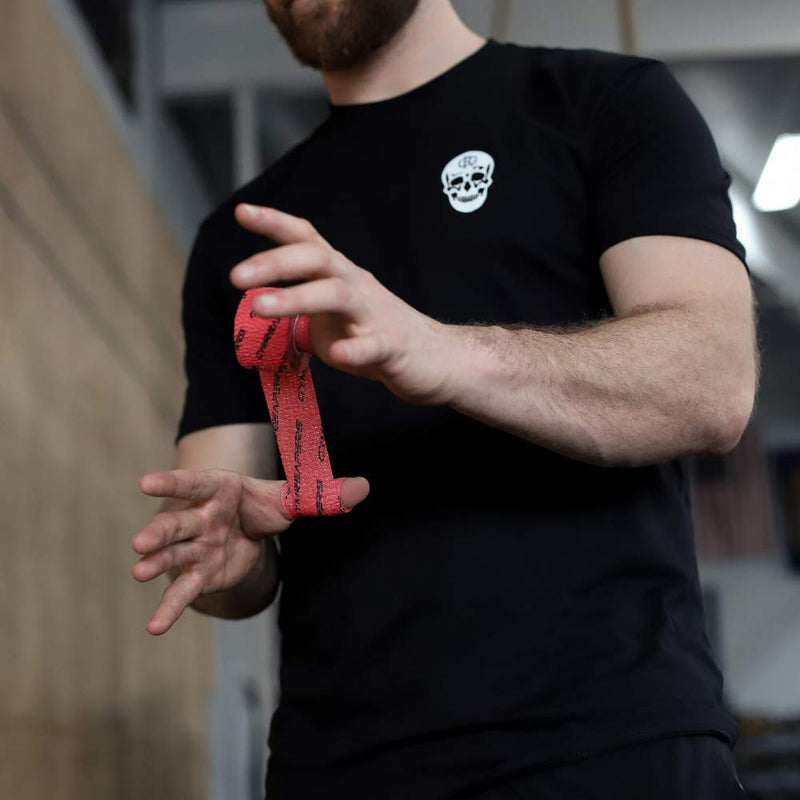 Gymreapers Weightlifting Adhesive Thumb Tape, Stretchy Athletic Tape Grip & Protection for Olympic Lifting, Cross Training, Powerlifting, Hookgrip Red 3 Rolls - BeesActive Australia