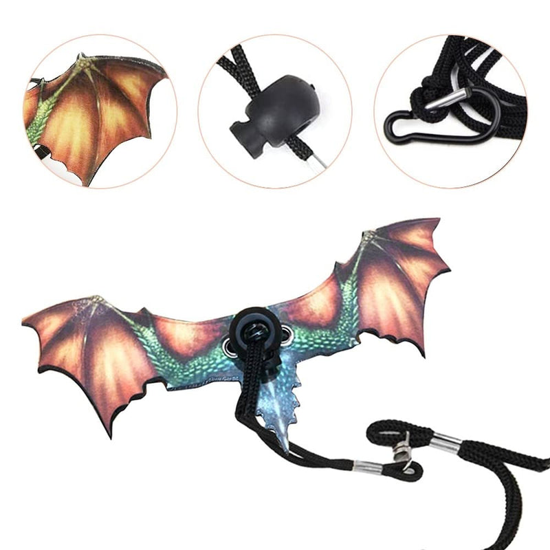 Bearded Dragon Leash, Adjustable Portable Reptile Leash with Cool Wings for Gecko, Bearded Dragon, Chameleon, Iguana, Hamster, Guinea Pig (S+M+L) black grey - BeesActive Australia