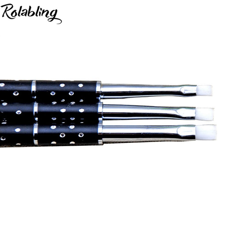 Rolabling Acrylic Nail Art Brushes Drawing Pen Polish Brush set Nail UV Gel Nail Art Tool Kit 3pcs/set (Size3-1) Size3-1 - BeesActive Australia