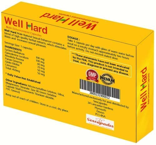 10 X 450mg WellHard Ultra Strong Natural Herbal Male Food Supplement Sexual Performance Enhancement Virility Pills/Capsules - BeesActive Australia
