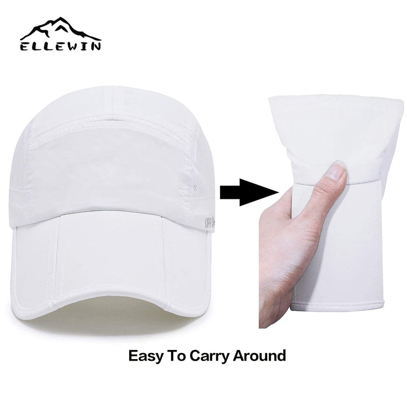 ELLEWIN Unisex Baseball Cap UPF 50 Unstructured Hat with Foldable Long Large Bill White-no Logo-l - BeesActive Australia