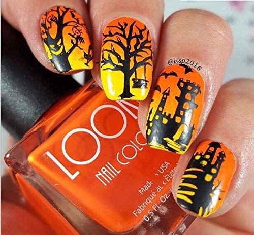 PUEEN Nail Art Stamping Plate - Halloween Party 01 - Theme Park Collection 125x65mm Unique Nailart Polish Stamping Manicure Image Plates Accessories Kit - BH000725 - BeesActive Australia