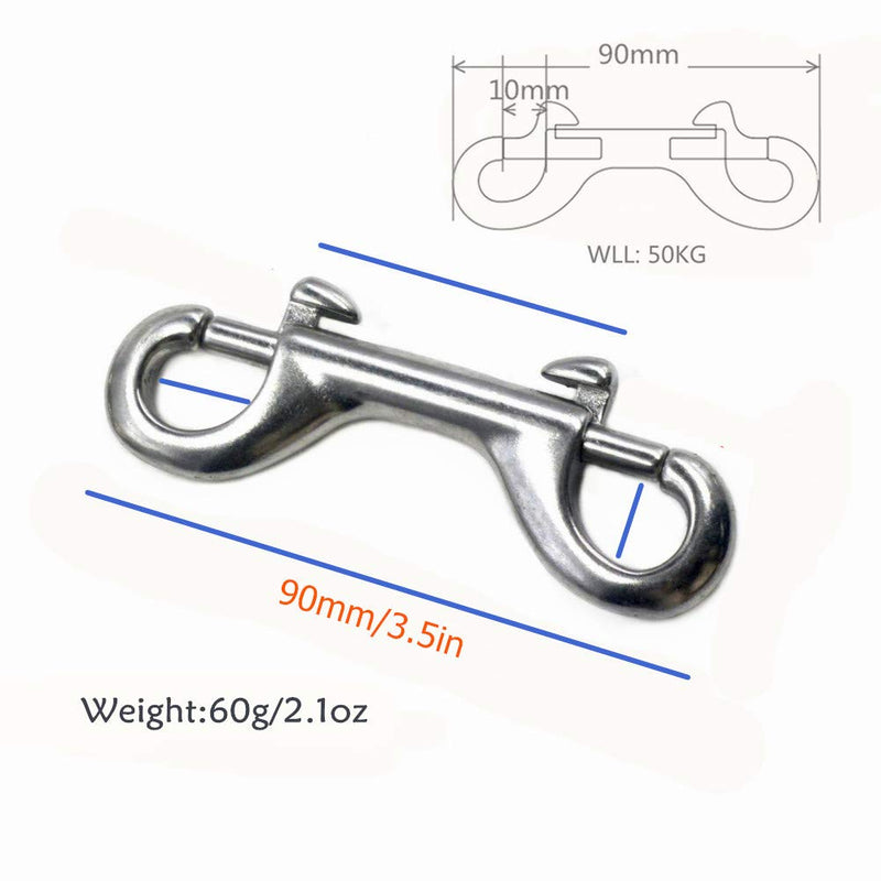 [AUSTRALIA] - Long Buy Stainless Steel 316 Marine Grade Double End Bolt, Double Ended Snap Hook, Snap Bolt Trigger Chain Clip, 3-1/2", 4", 4-1/2", Pack of 3/5 5Pcs 3-1/2"(90mm) 
