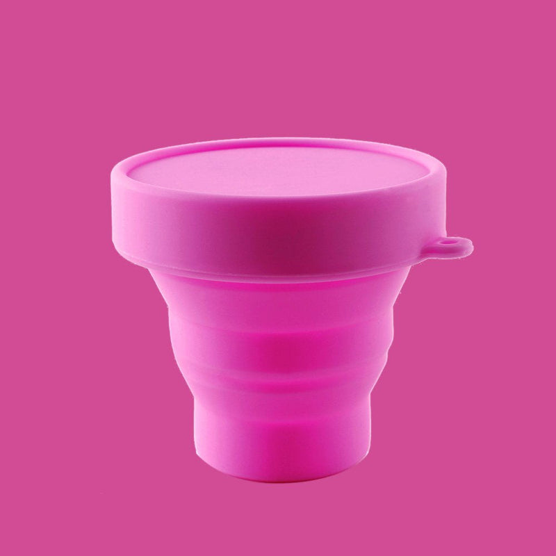 LUCKY CLOVER Collapsible Silicone Cup Foldable Sterilizing Cup for Menstrual Cups and Storing Your Diva Cup - Foldable for Travel Pink - BeesActive Australia