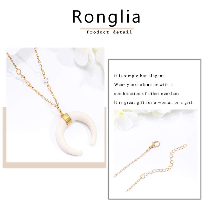 Ronglia Boho Moon Necklace Gold Crystal Pendant Necklaces Crescent Choker Chain Jewelry Adjustable for Women and Girls - BeesActive Australia