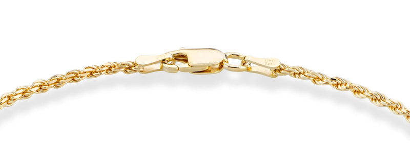 Miabella 18K Gold Over Sterling Silver Italian 2mm, 3mm Diamond-Cut Braided Rope Chain Bracelet for Men Women, Solid 925 Made in Italy 2mm - Length 8.5 Inches - BeesActive Australia