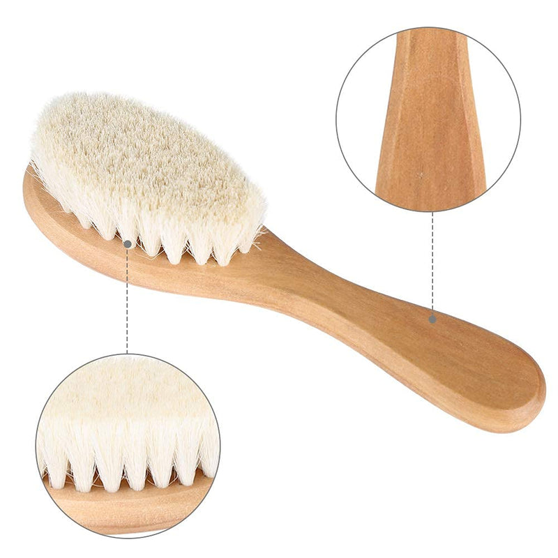 Baby Hair Brush with Wooden Handle Goat Bristles Infant Head Massage Grooming Comb - BeesActive Australia