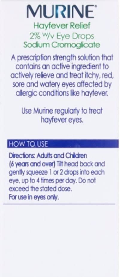 Murine Hayfever Eye Drops, Hayfever Treatment for Itchy and Painful Eyes, Anti-inflammatory Eye Drops 10ml - BeesActive Australia