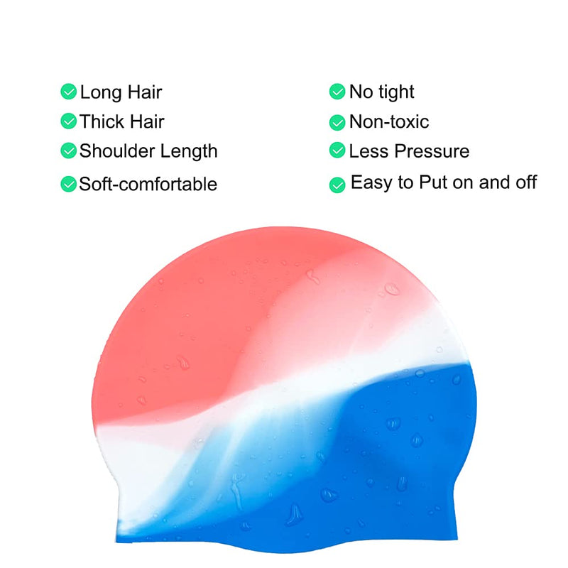 2Pack Durable Silicone Swim Cap for Women and Men, Adults Youth Long Short Hair Universal Swimming Caps, 2 Colors - BeesActive Australia