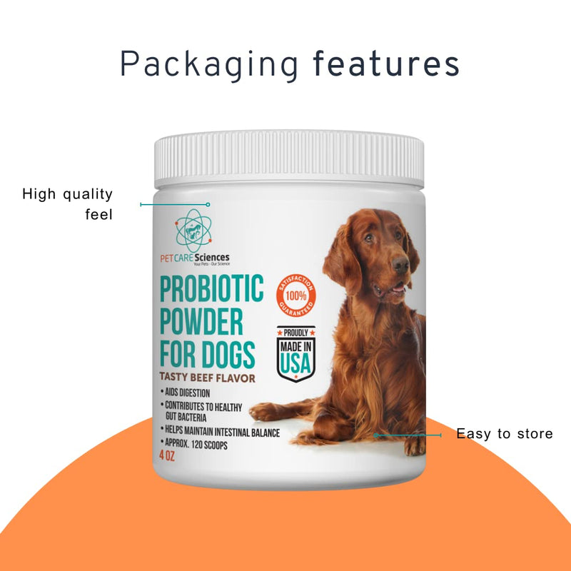 PET CARE Sciences Approx 120 Servings of Dog Probiotic Powder - Dog Probiotics and Digestive Enzymes - Enzyme Supplement for Dogs - Dog Digestive Support - Made in The USA - BeesActive Australia