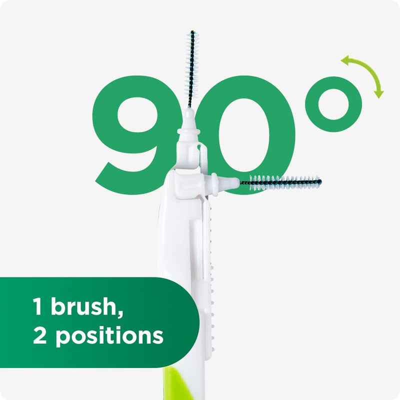 GUM BI-Direction Dual Position Interdental Brushes | Antibacterial Bristles | 90-Degree Positioning | Teeth Cleaning and Plaque Removal | 3 x 6 Pieces (ISO Size 4, 1.2mm) ISO Size 3, 1.2mm [18 units] - BeesActive Australia