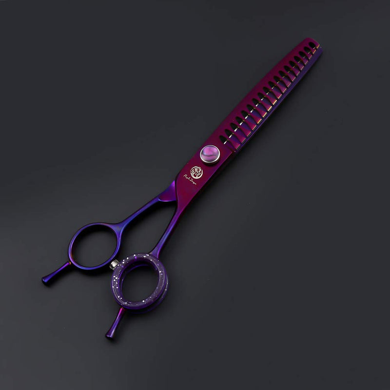 Purple Dragon 7.0" Purple Downward Curved Pet Grooming Curved Scissors/Chunker Shear with Adjustment Screw- Perfect for Professional Pet Groomer - BeesActive Australia