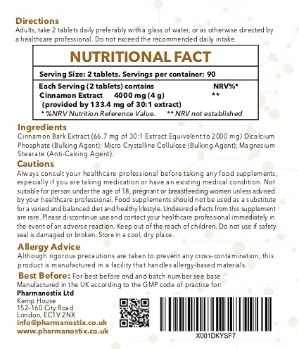Best Naturals Cinnamon 2000mg 180 Tablets UK Made. Pharmaceutical Grade Support Sugar Metabolism, Diet Control Support - BeesActive Australia