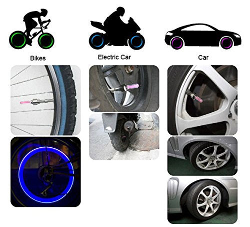 Dkiigame 10 Pack of Led Flash Tyre Wheel Valve Cap Light for Car Bike Bicycle Motorbicycle Wheel Light Tire (2 x Red, 2 x Yellow, 2 x Blue, 2 x Green, 2 x Colorful) - BeesActive Australia