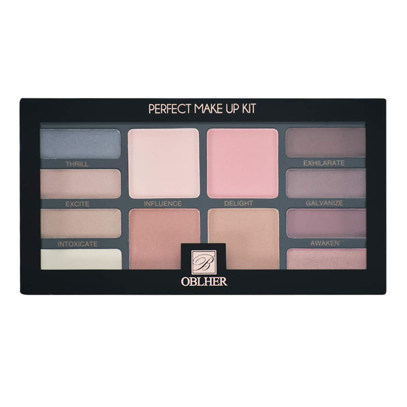 OBLHER B Makeup 8-Earth-Color Eyeshadow Palette Velvet Matte and Fine Pearls Combined with 1 Color Powder 2 Blush 1 Micro Coffee Face Highlighter Powder (19.8oz) E9494-02 - BeesActive Australia